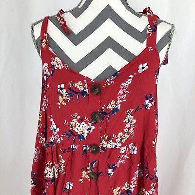 #ad Isabel Maternity Red Floral Smocked Sleeveless Maxi Dress XXL $13.37