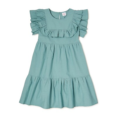 #ad Wonder Nation Charming Green Goddess Ruffle Dress Girls Size XL 14 16 NWT $6.94