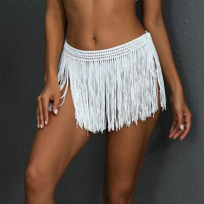 Handmade Bohemian Tassel Skirts Beach Bikini Cover Summer Women Loose Swimsuit $12.41