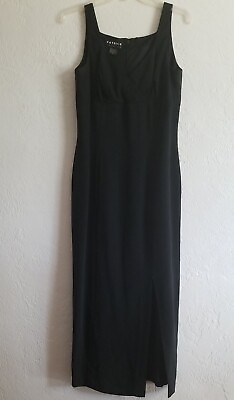 #ad Patrick Womens Black Silk V Neck Sleeveless Long Evening Dress Size 6 $39.14