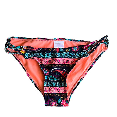 #ad New Xhilaration Strappy Bikini Swim Bottoms XS Floral Paisley Strappy X Small $6.31