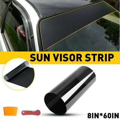 Sun Strip Visor Premium Vinyl Decal Windshield Banner Cast PVC Film Black 60quot;x8quot; $9.99