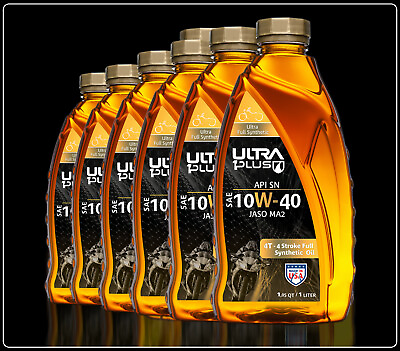 #ad #ad Ultra1Plus 10W 40 Full Synthetic 4T Motorcycle Oil API SN JASO MA2 6 Pack QTS $53.91
