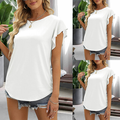 #ad Women#x27;s Ruffle Short Sleeve Casual Blouse Summer Tops Party Tunic T Shirt US $17.39