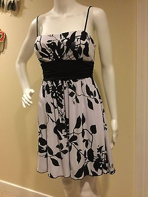 #ad Junior Speeckless Black White Spagetti Strap Mini Dress Size M B16 $18.90