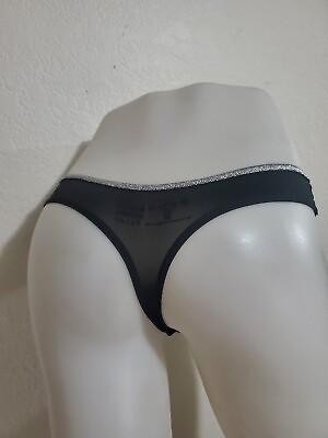 #ad bebe Intimates Womens Thong Panty Size L Sexy Studded Black Panties Underwear $5.50