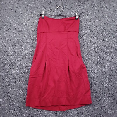 G By GUESS Dress Womens S Small Red Mini Strapless Sweetheat Neck Pleated $19.99