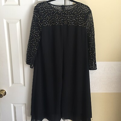 #ad NWOT* Black dress with gold sequin detail woman’s size Large $25.00