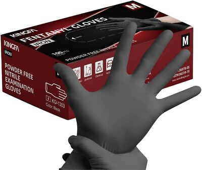 #ad Black Nitrile Disposable Gloves 4 amp; 5 Mil Latex amp; Powder Free $89.95