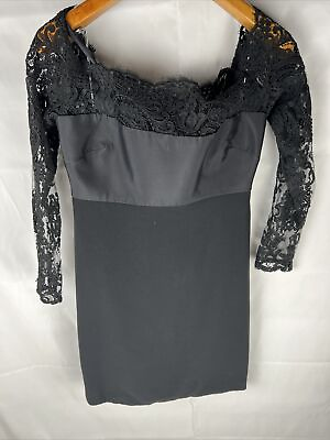 #ad Badgley Mischka Women Black Cocktail Dress SZ 6 100% Viscose amp; 100% Silk Linning $52.50