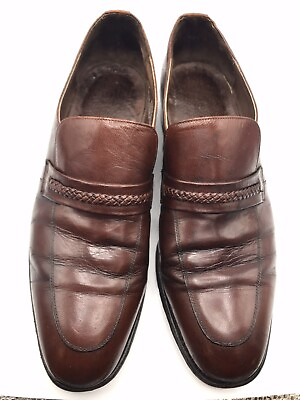 #ad Sears Vintage Mens Loafers Apron Toe Brown Leather Shoes Size 9.5D 74129 ELCA $27.90