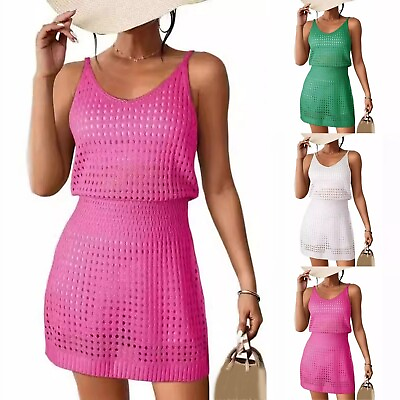 #ad Summer Crochet Hollow Out Knit Beach Bathing Suit Swim Cover Ups Cruise Outfits $19.19