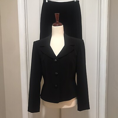 #ad Emily Women#x27;s 2 Piece Jacket Skirt Suit Black Size 8 Career Workwear $39.95