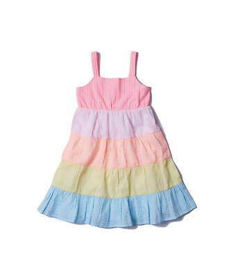 Girls Dress Color Blocked Seersucker Multicolor Medium EPIC THREADS $46 NWT $9.99