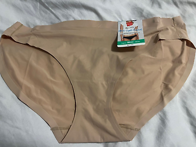 #ad NWT Hanes Microfiber Nylon Spandex Bikini 7 L Beige $6.79