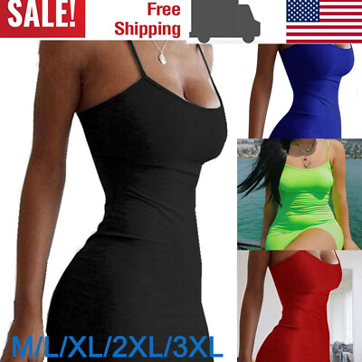 Women Tank Top Dresses Spaghetti Strap Bodycon Camisole Sexy Party ClubWear Cami $8.78
