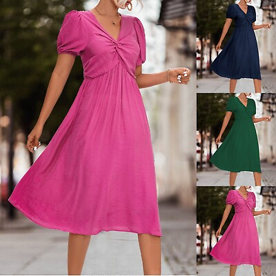 #ad Womens Short Sleeve Dress With Maxi Dresses for Women Summer with Pockets $19.77