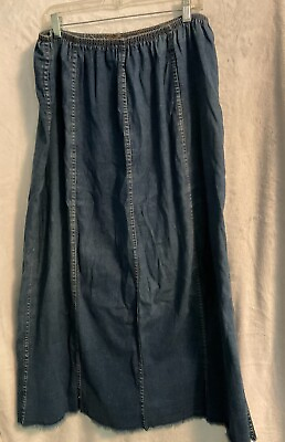 L.A. Blues Denim Plus Stretch Cotton amp; Spandex Elastic Waist Long Maxi Skirt $24.78