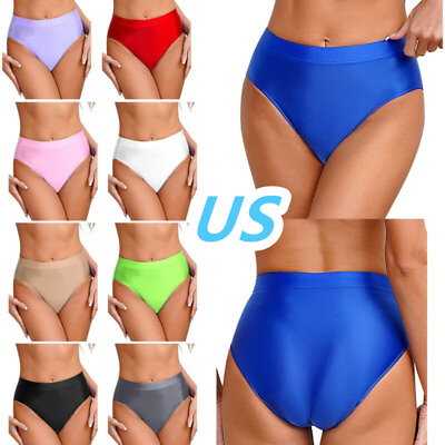 #ad US Woman#x27;s Glossy Briefs Underwear Solid Stretch Seamless Bikini Bottom Panties $7.95