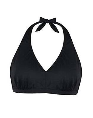 #ad Women#x27;s Soild Halter Bikini Tops Bathing Suit Swimsuit 10 Black Tie Back $44.71