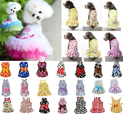 #ad Pet Clothes Summer Small Dog Cat Dress Cute Princess Chihuahua Puppy Skirt✔ $3.11