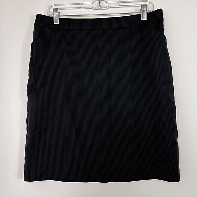 #ad New York amp; Company Pencil Skirt Women#x27;s Size 8 Black Pinstripe Knee Length Lined $8.50