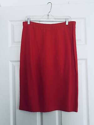 #ad #ad St. John Knit Red Pencil Skirt Mid Calf Sz. 12 USA $49.99