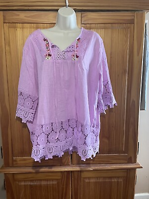 New Ladies Purple Half Sleeve Summer Plus Size Floral Blouse $8.00