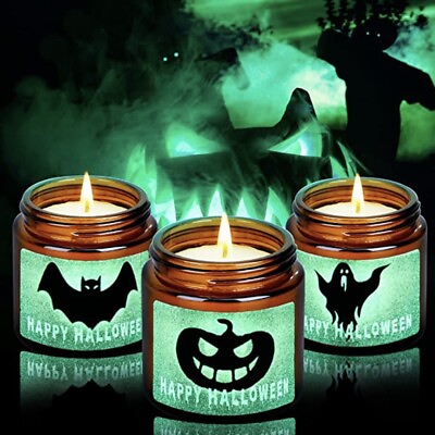 #ad 3 Pack Halloween Party Fall Decorations Natural Soy Wax Scented Candle Gift Set $22.99