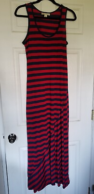 #ad Derek Heart Long Maxi Dress Large Stripe Red And Blue Racerback New Condition $15.00