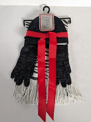 #ad #ad Sears Covington Zebra Metallic 3 Piece Set Scarf Hat Gloves OSFM $19.90