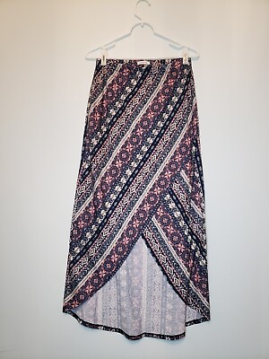 #ad Maurices Womens Sz S Skirt Skirt Multicolor Boho Print Hi Low Stretchy Waistband $15.99