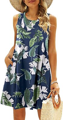 #ad SimpleFun Summer Dresses for Women Beach Floral Tshirt Large Tropical Leaf $44.78