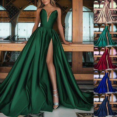 #ad Womens Formal Prom Ball Gown Evening Party Wedding Bridesmaid Bridal Maxi Dress $32.03
