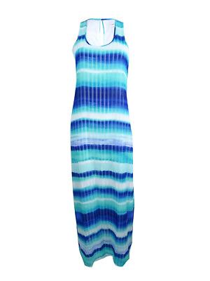 #ad Calvin Klein Women#x27;s Plus Striped Chiffon U Neck Maxi Dress $79.99