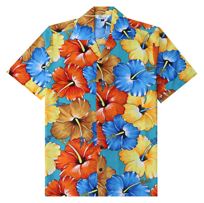 Hawaiian Shirts for Men Aloha Casual Button Down Cruise Beach Wear Short Sleeve $14.63