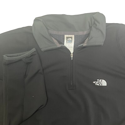 #ad North Face Mens Large 1 4 Pullover Black Thumb Holes on Sleeves *READ* $17.31