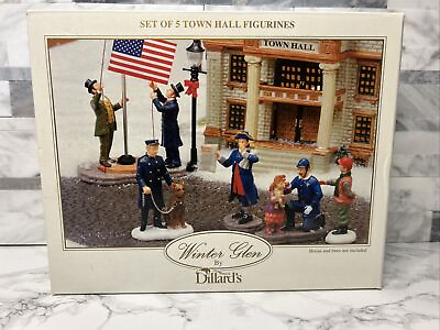 #ad Winter Glen by Dillards Town Hall Figurines Set of 5 Original Packaging And Box $34.99