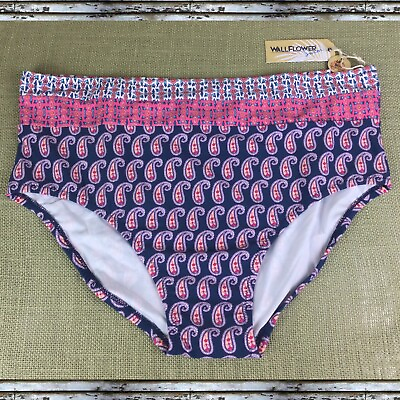 #ad WALLFLOWER Swimsuit Bikini Bottom Colorful Paisley Brief Women’s Plus Sz 0X NWT $16.99