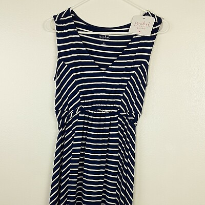 #ad Isabel Maternity Dress Size XS Maxi Blue White Stripes Long Sleeveless Summer $19.99