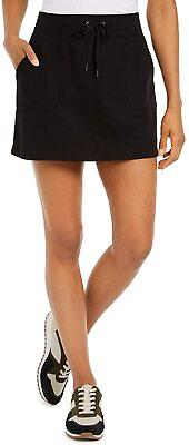 #ad Ideology Womens Skirt Black Drawstring Waist Pockets Comfy Pull On NWT $13.49