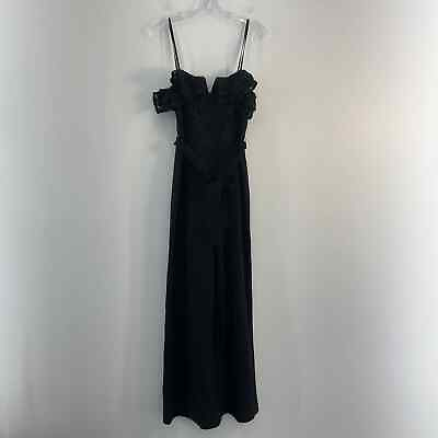 #ad Express Solid Black Ruffled Bust Sleeveless Long Maxi Dress Womens Size S $25.00