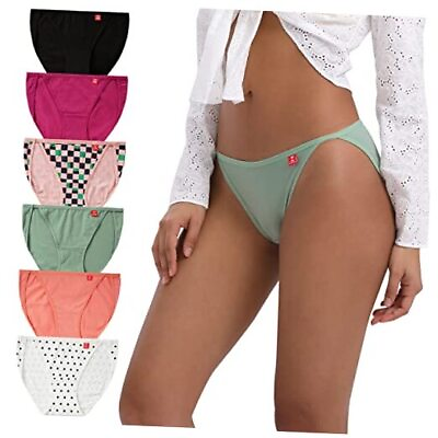 #ad Women#x27;s High Cut String Bikini Panties Stretchy Sexy Cotton Large Light Retro $39.29