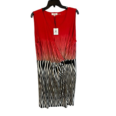 #ad NWT Calvin Klein Womens Dress 1X Animal Print Surplice Neck Sleeveless $29.95