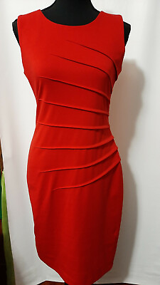 Calvin Klein Red Cocktail Dress Petite Solid Weight Material $7.80