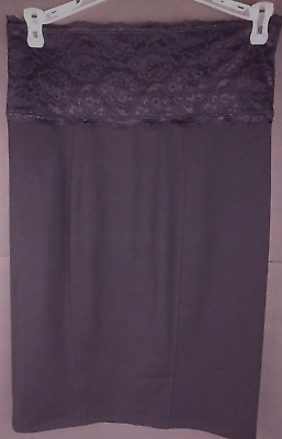 #ad Slimfabulous Ladies Black Polyester Mid Length Pull On Pencil Skirt Size L B13 $13.99