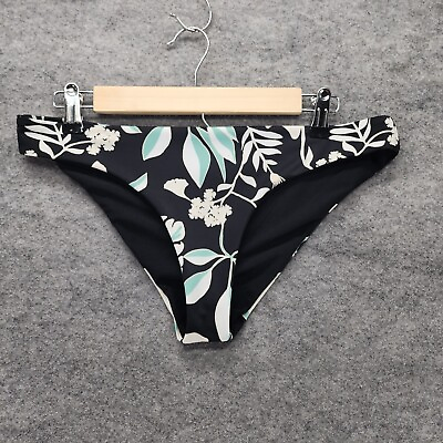 #ad Roxy Bikini Bottom Womens Large Black Floral $15.99