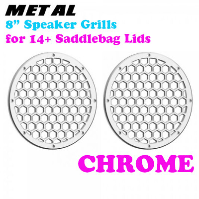 #ad Chrome CNC Aluminum HEX 8#x27;#x27; Speaker Grills fit Harley 8quot; 14 Saddlebag Lid $189.00