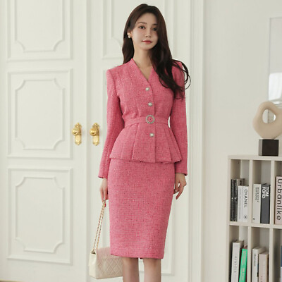 #ad New Twp Pcs Suits Fall Womens Slim Fit Career Blazer Jacket Bodycon Skirt Sets $72.27
