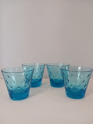 #ad Vintage MCM Capri Dot Blue Cocktail Glasses Set of 4 $30.00